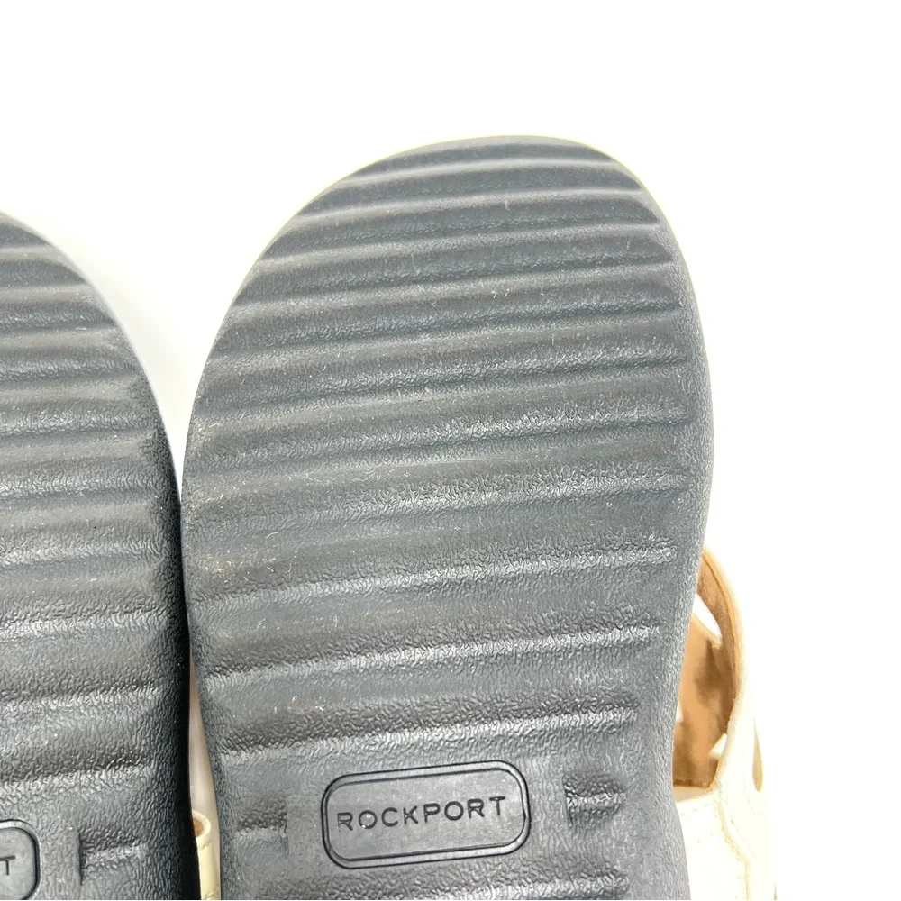 Rockport Womens Size 7 Ridge Sling Ivory‎ White Cutout Summer Sandals Shoes